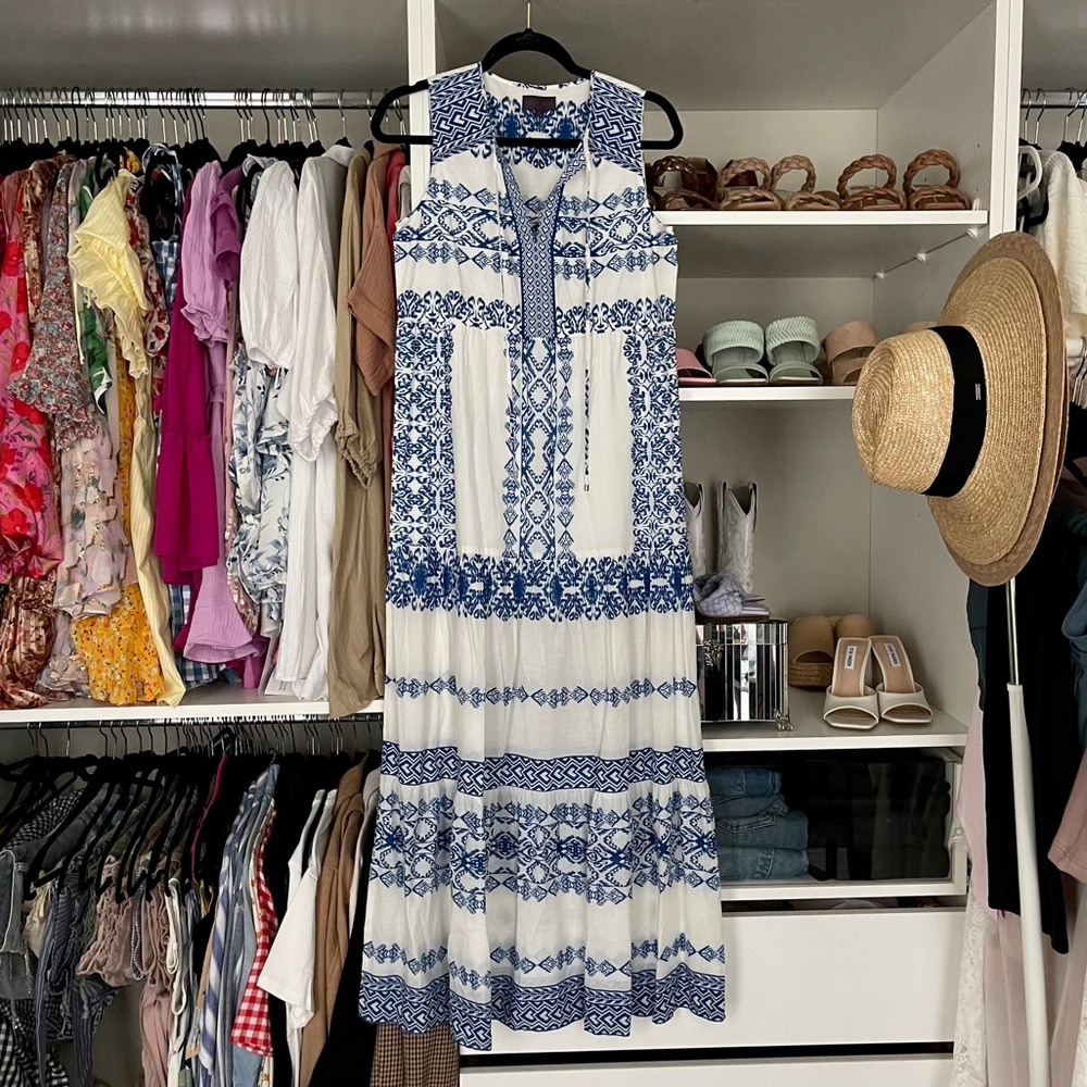 White and blue maxi by Hale Bob